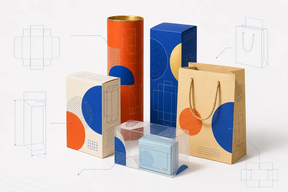 An original Presshape concept packaging system across four forms
